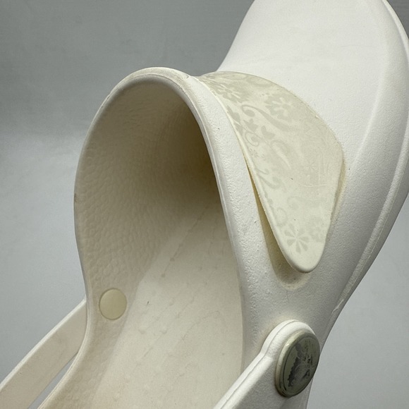 Crocs Women's US 9 Mercy Work, White/Silver Flowers Slip On Shoes - Picture 15 of 16